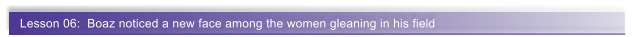Lesson 06:  Boaz noticed a new face among the women gleaning in his field